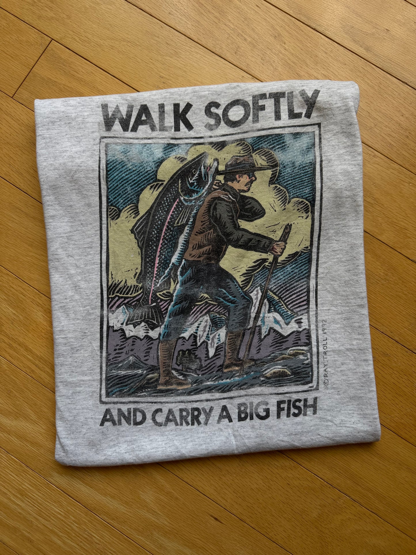 Vintage Ray Troll Walk Softly Tee. Size L