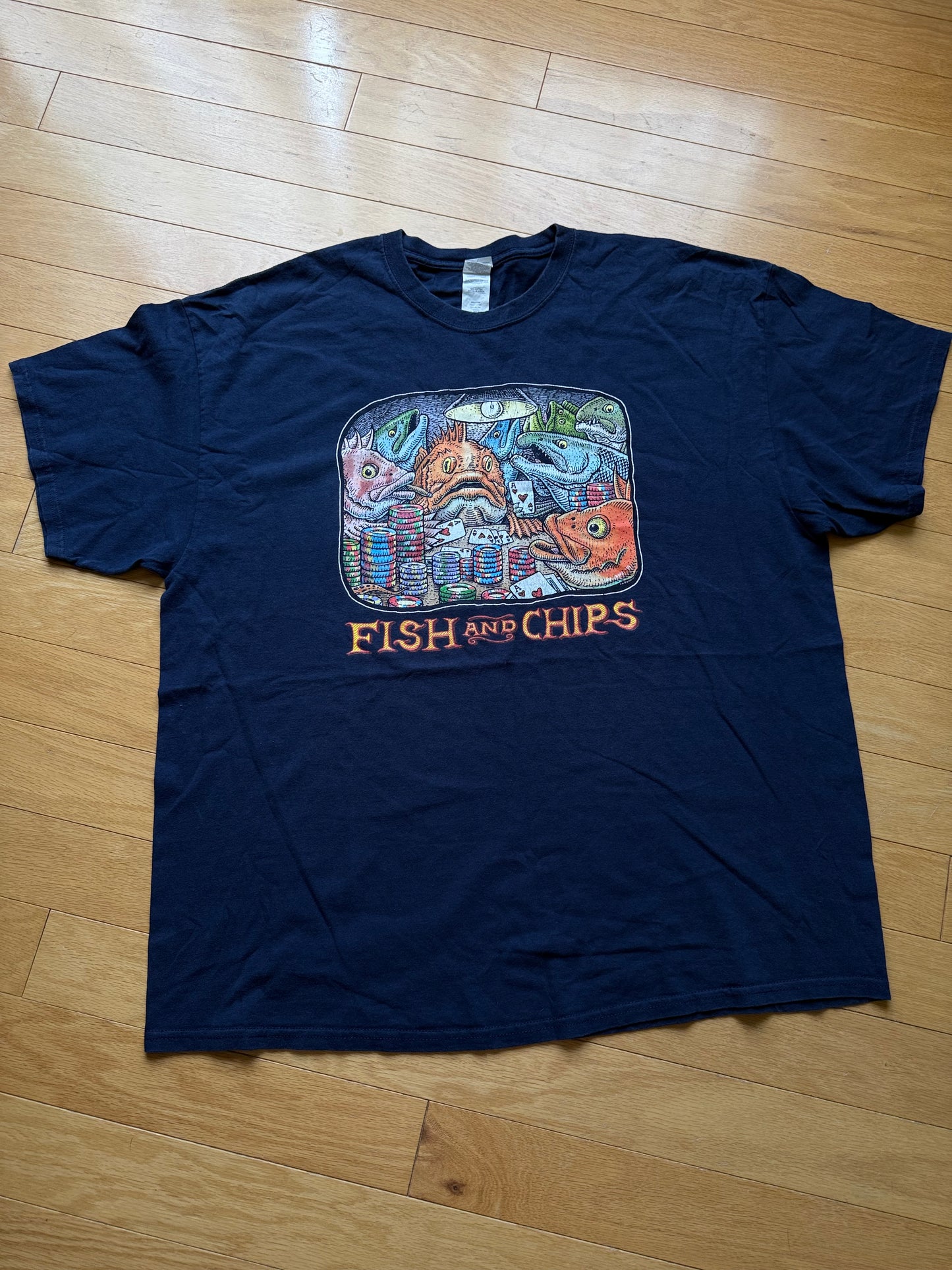 Ray Troll Fish And Chips Tee. Size XXL