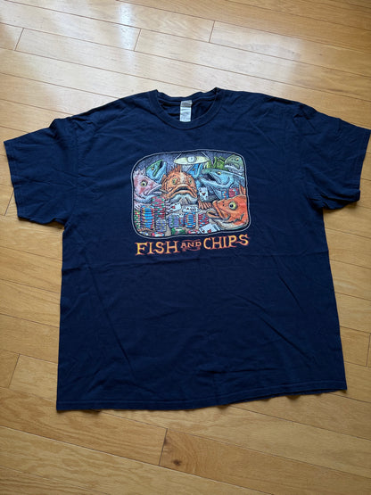 Ray Troll Fish And Chips Tee. Size XXL