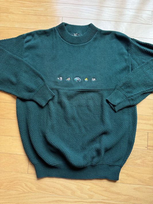 Vintage Orvis Embroiederd 5 Fly Sweater