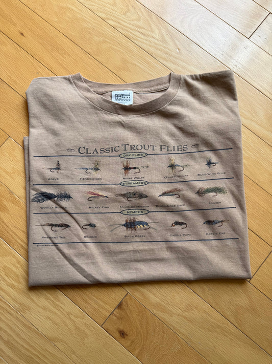 Vintage Harborside Graphics Classic Trout Flies Tee. Size L