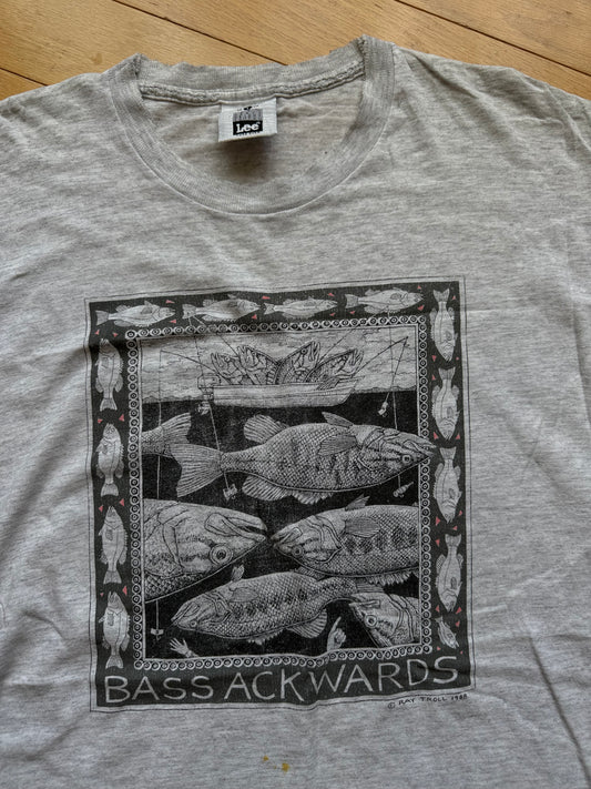 Vintage Ray Troll Bass Ackwards Tee. Size L