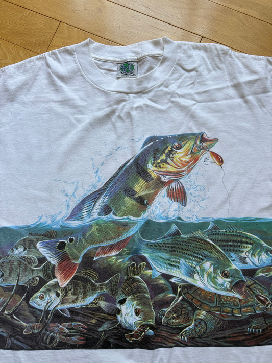 Vintage Environmental Artwear North American Bass Tee. Size XL