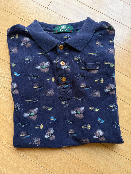 Vintage Orvis Fly Pattern Polo. Size L
