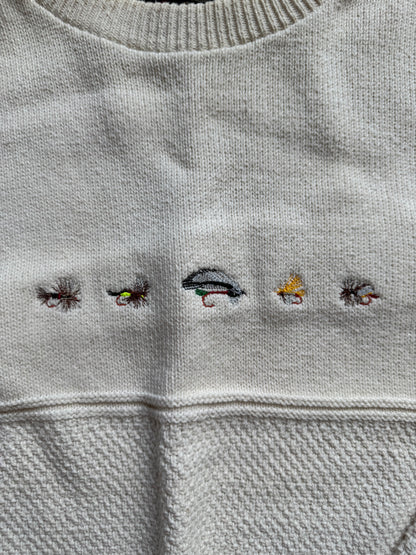 Vintage Orvis Embroidered 5 Fly Sweater