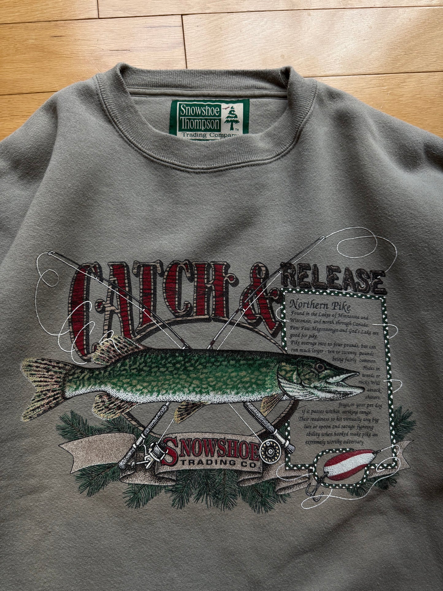 Vintage Snowshoe Thompson Northern Pike Crewneck