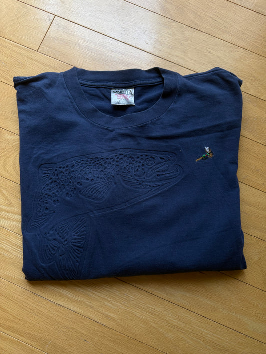 Vintage Debossed Trout Long Sleeve. Size L