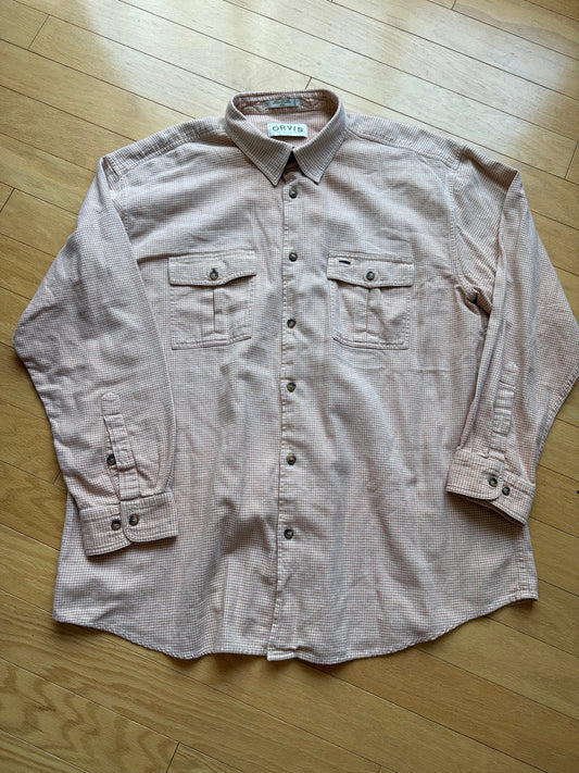 Vintage Orvis Houndstooth Pattern Cotton Shirt. Size XXL