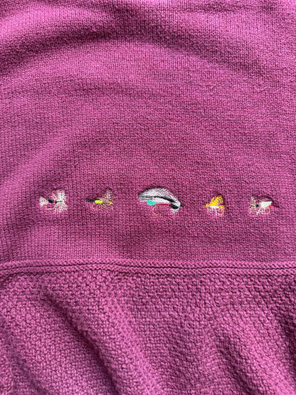 Vintage Orvis Embroidered 5 Fly Sweater