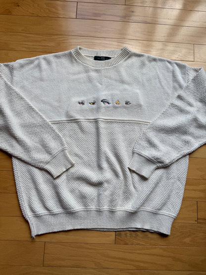 Vintage Orvis Embroidered 5 Fly Sweater