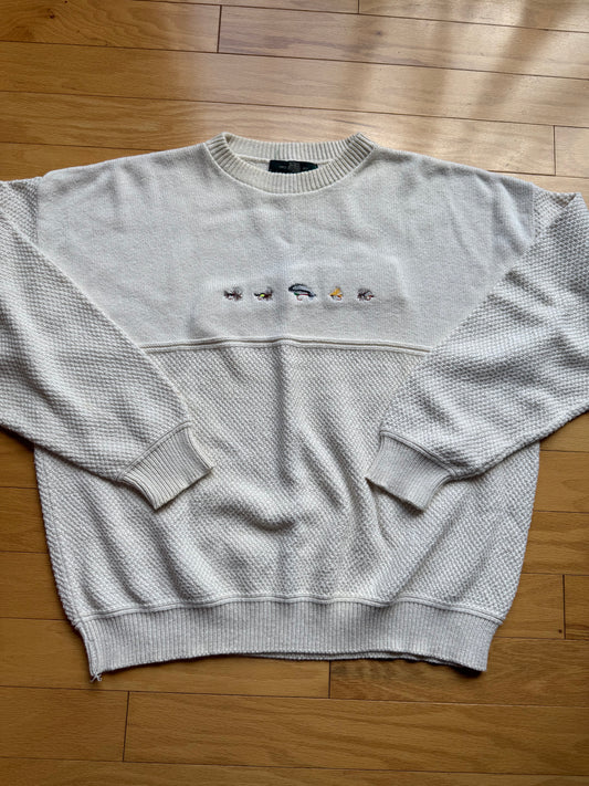Vintage Orvis Embroidered 5 Fly Sweater