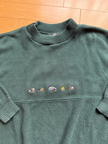 Vintage Orvis Embroidered 5 Fly Sweater