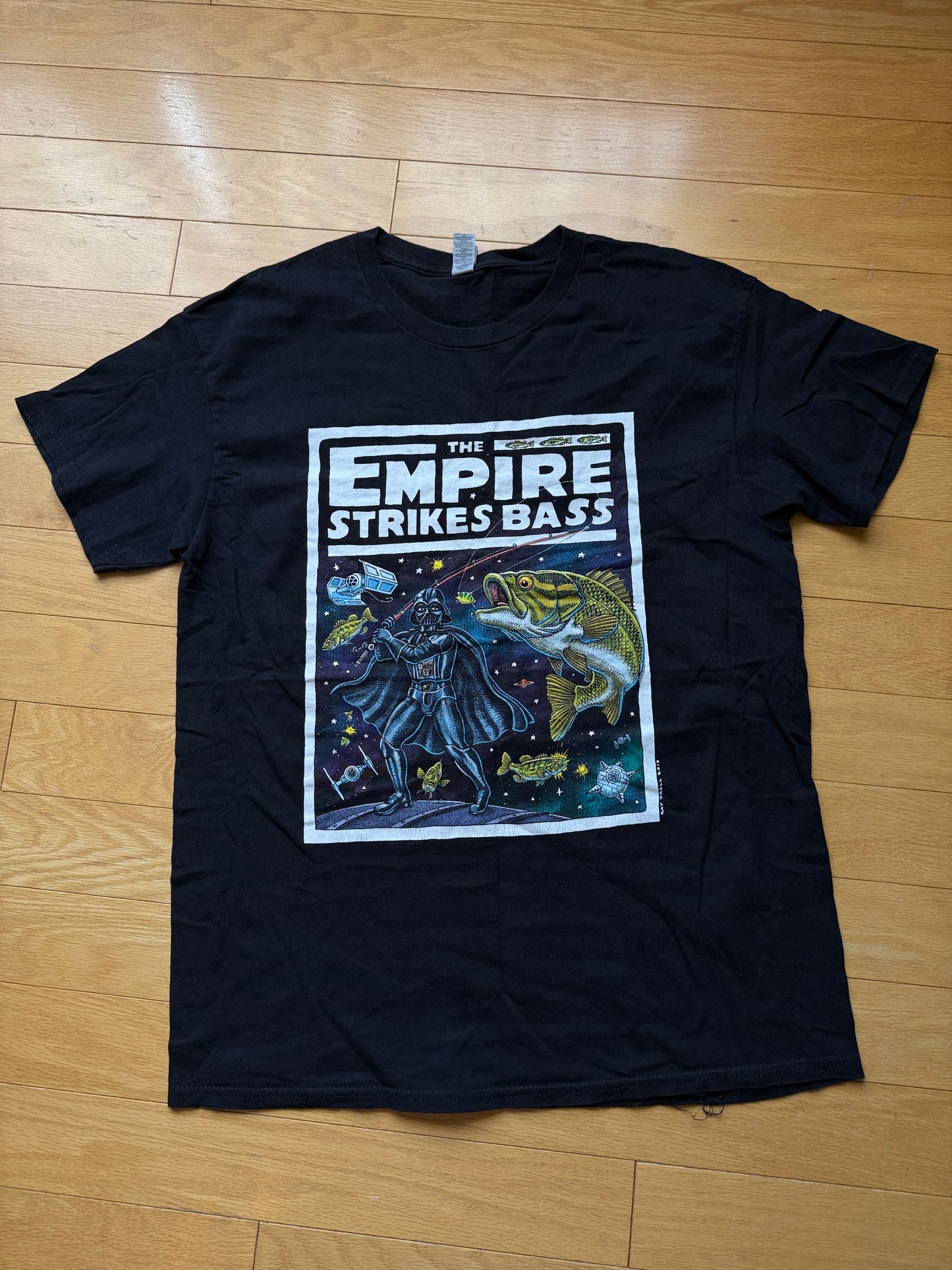 Ray Troll Empire Strikes Bass Tee. Size L