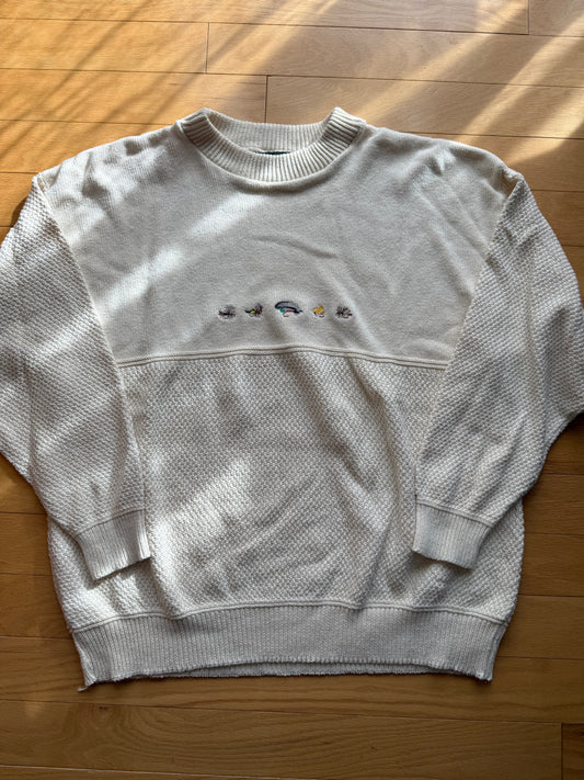 Vintage Orvis Embroidered 5 Fly Sweater