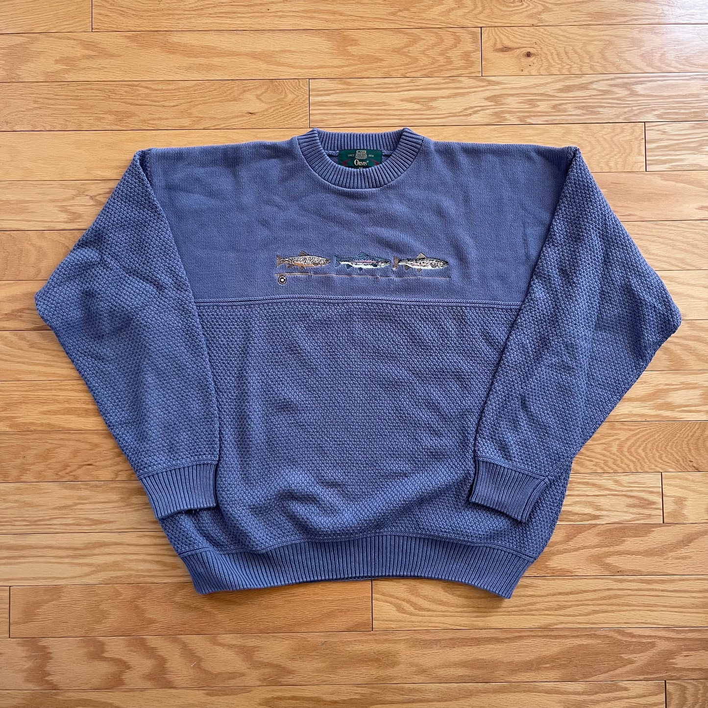 Vintage Orvis Embroidered 3 Trout Sweater