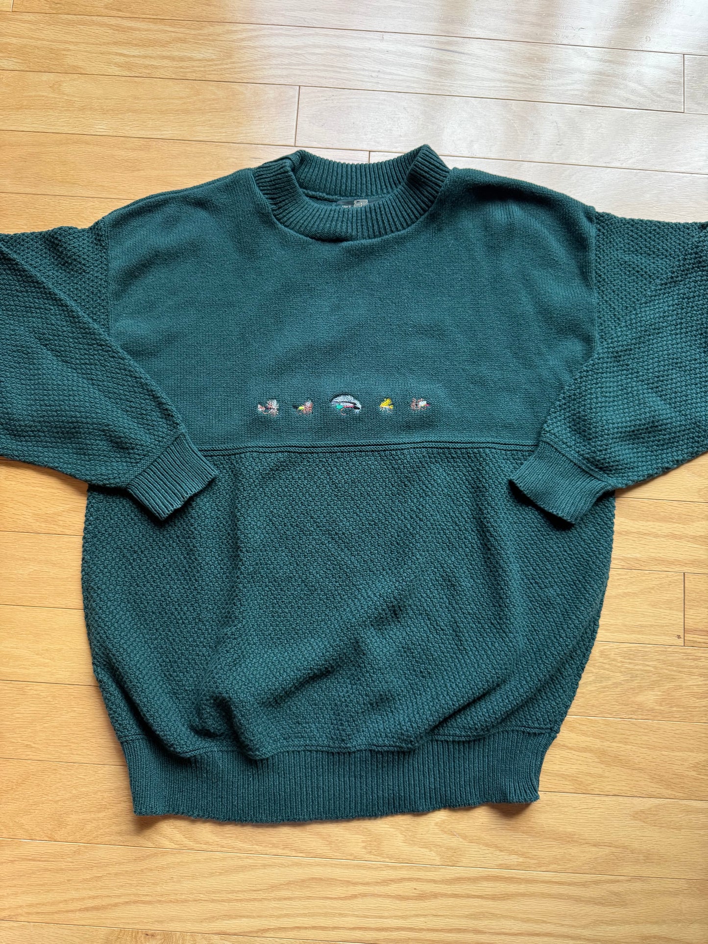 Vintage Orvis Embroidered 5 Fly Sweater