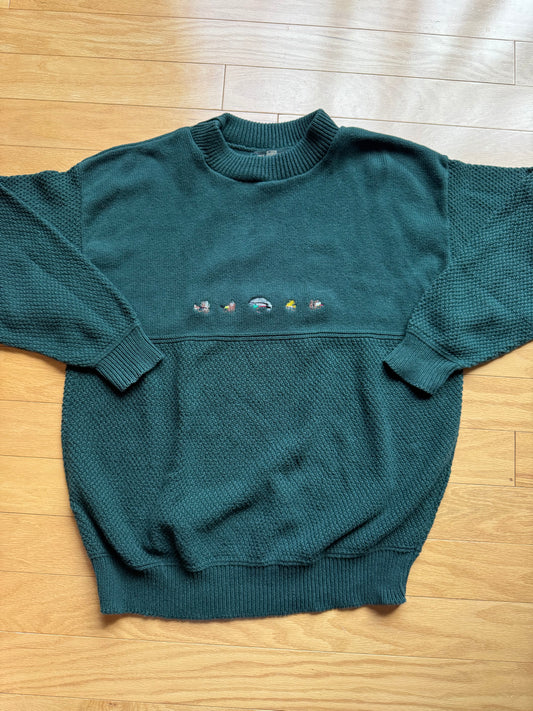 Vintage Orvis Embroidered 5 Fly Sweater