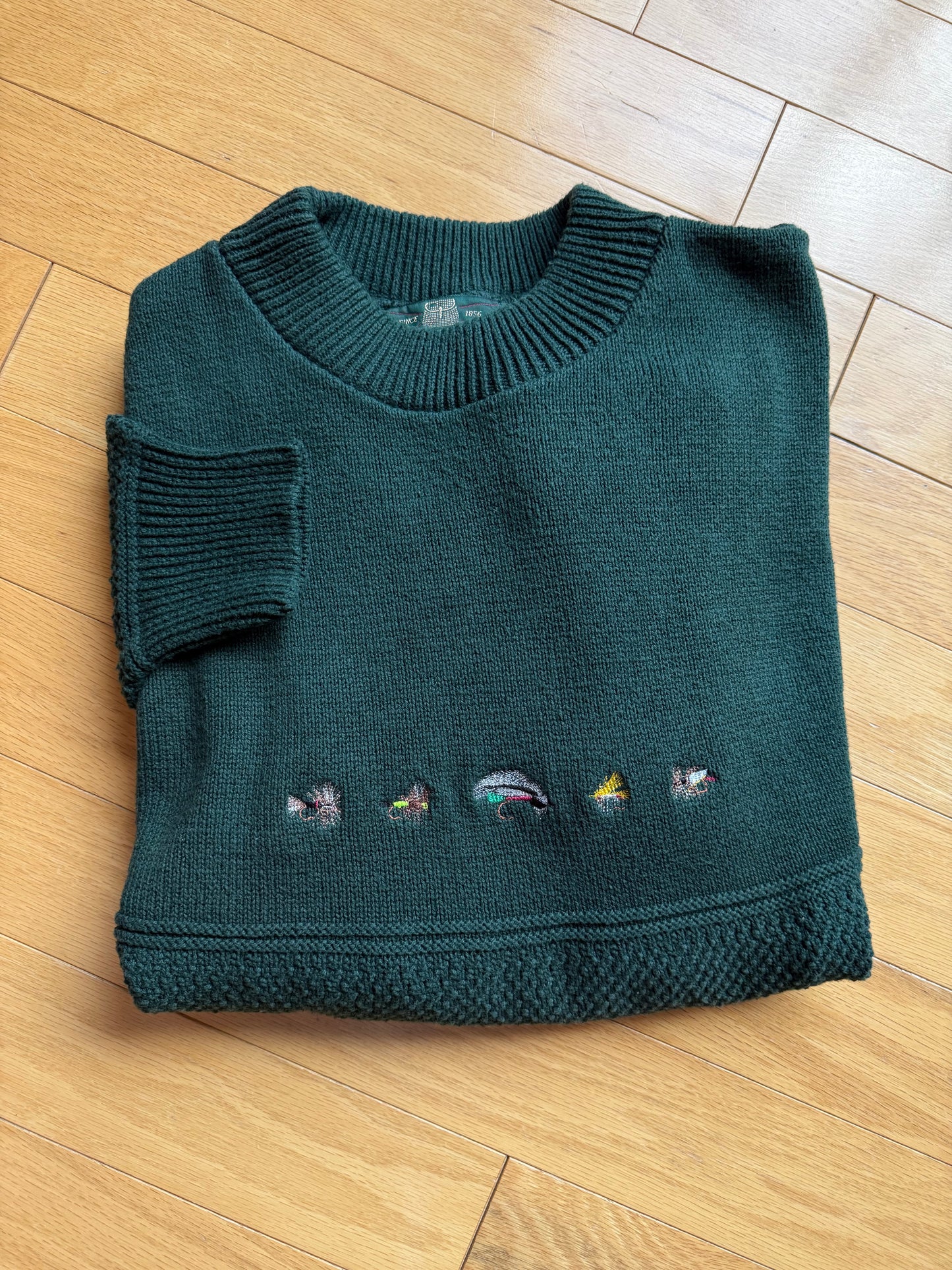 Vintage Orvis Embroiederd 5 Fly Sweater