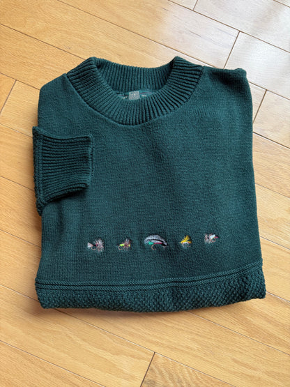 Vintage Orvis Embroiederd 5 Fly Sweater