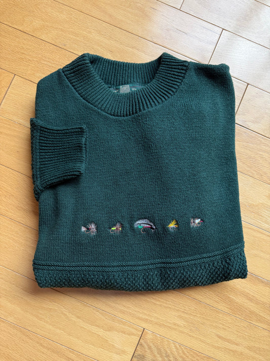 Vintage Orvis Embroiederd 5 Fly Sweater