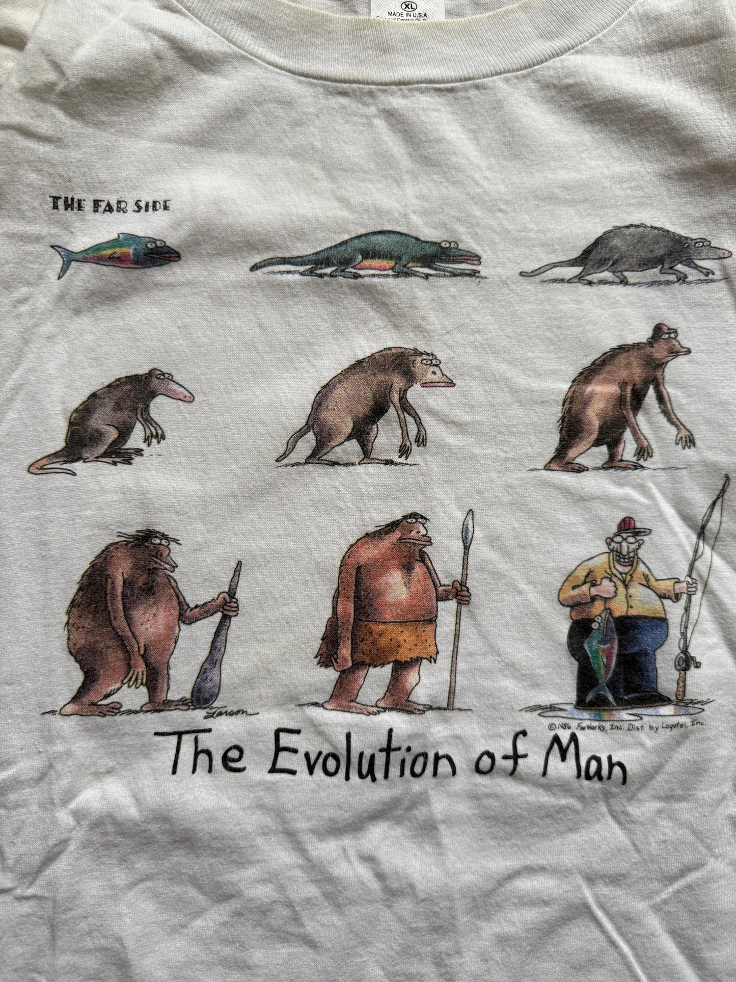Vintage Far Side Comics The Evolution of Man Tee