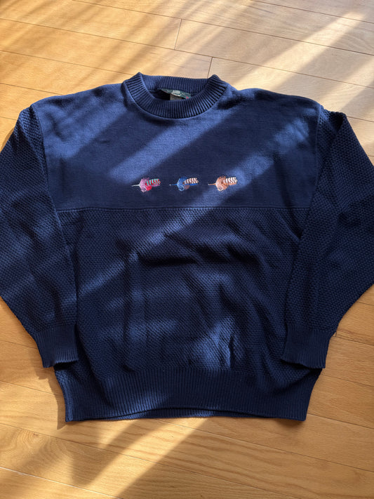 Vintage Orvis Feather Fly Sweater