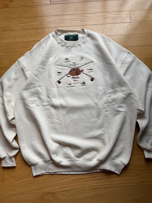 Rare Vintage Orvis Embroidered Fly Gear Sweatshirt
