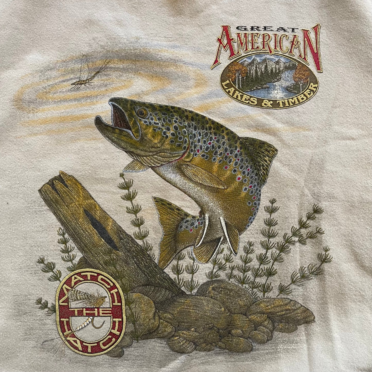 Vintage Snowshoe Thompson Brown Trout Crew