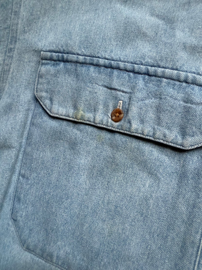 Vintage Eddie Bauer Embroidered Flies Denim Shirt