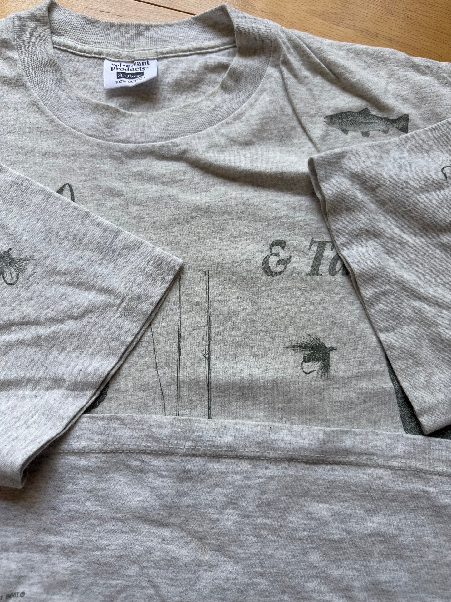 Vintage AOP Fly Fishing Essentials Tee. Size XL