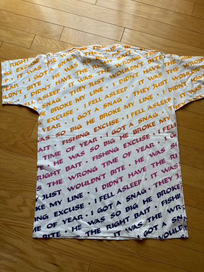 Vintage Fishing Excuses AOP Tee. Size L