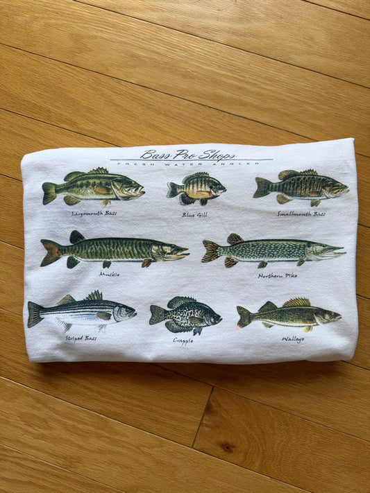 Vintage Bass Pro Shops Fresh Water Angler Tee. Size XXL