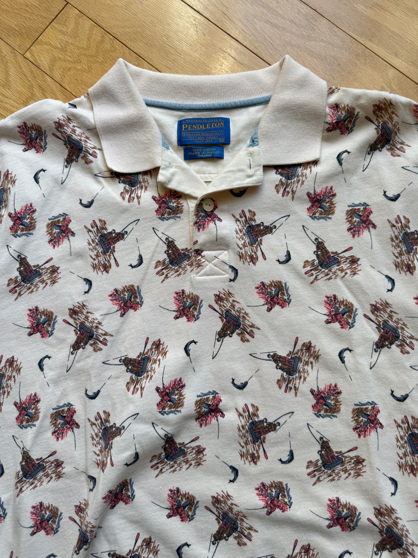 Vintage Pendleton Fisherman Print Polo. Size M