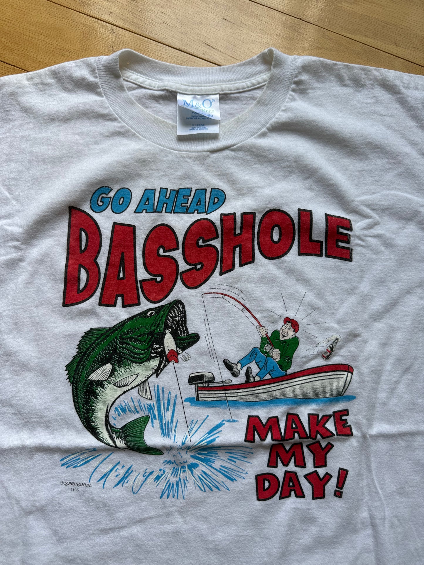 Vintage Go Ahead Basshole Tee. Size XL