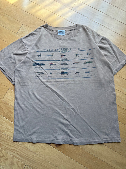 Vintage Harborside Graphics Classic Trout Flies Tee. Size L