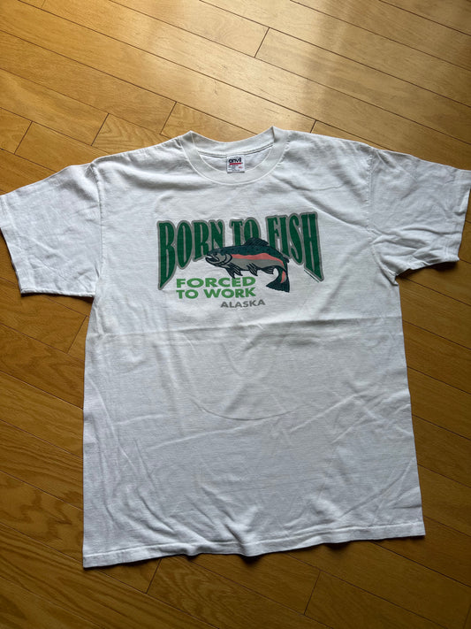 Vintage Born To Fish Tee. Size XL