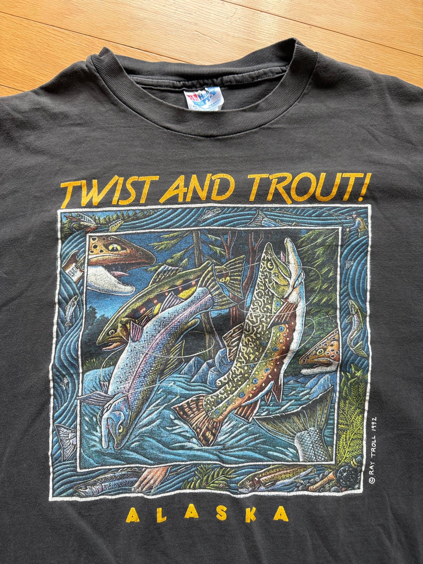 Vintage Ray Troll Twist and Trout Tee. Size XXL