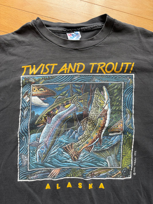 Vintage Ray Troll Twist and Trout Tee. Size XXL
