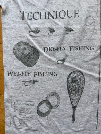 Vintage AOP Fly Fishing Essentials Tee. Size XL