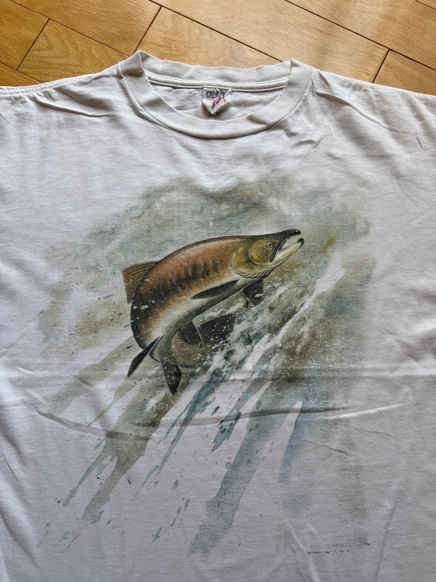 Vintage Salmon Tee. Size XL