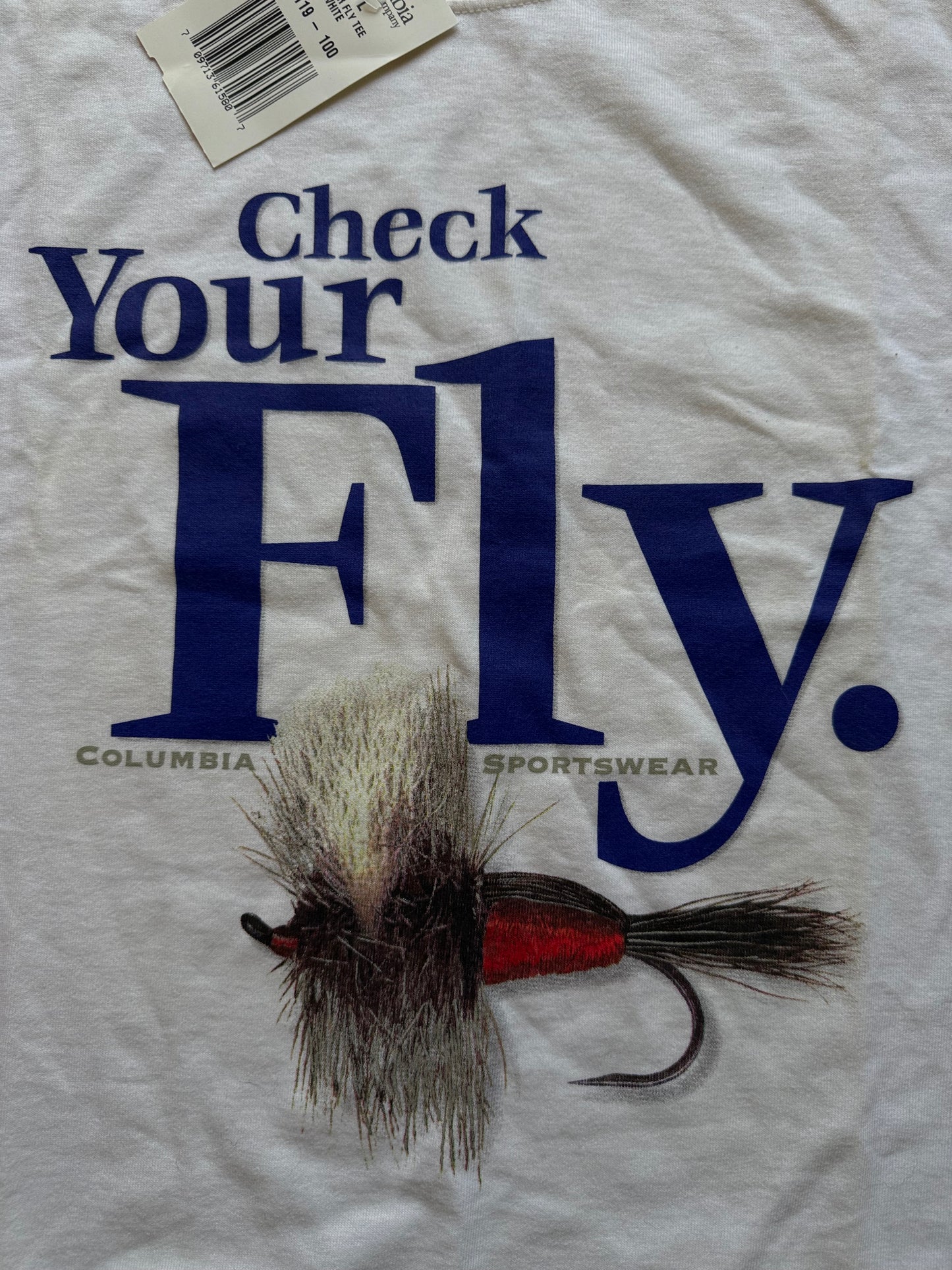 Vintage NWT Columbia Check Your Fly Tee. Size L