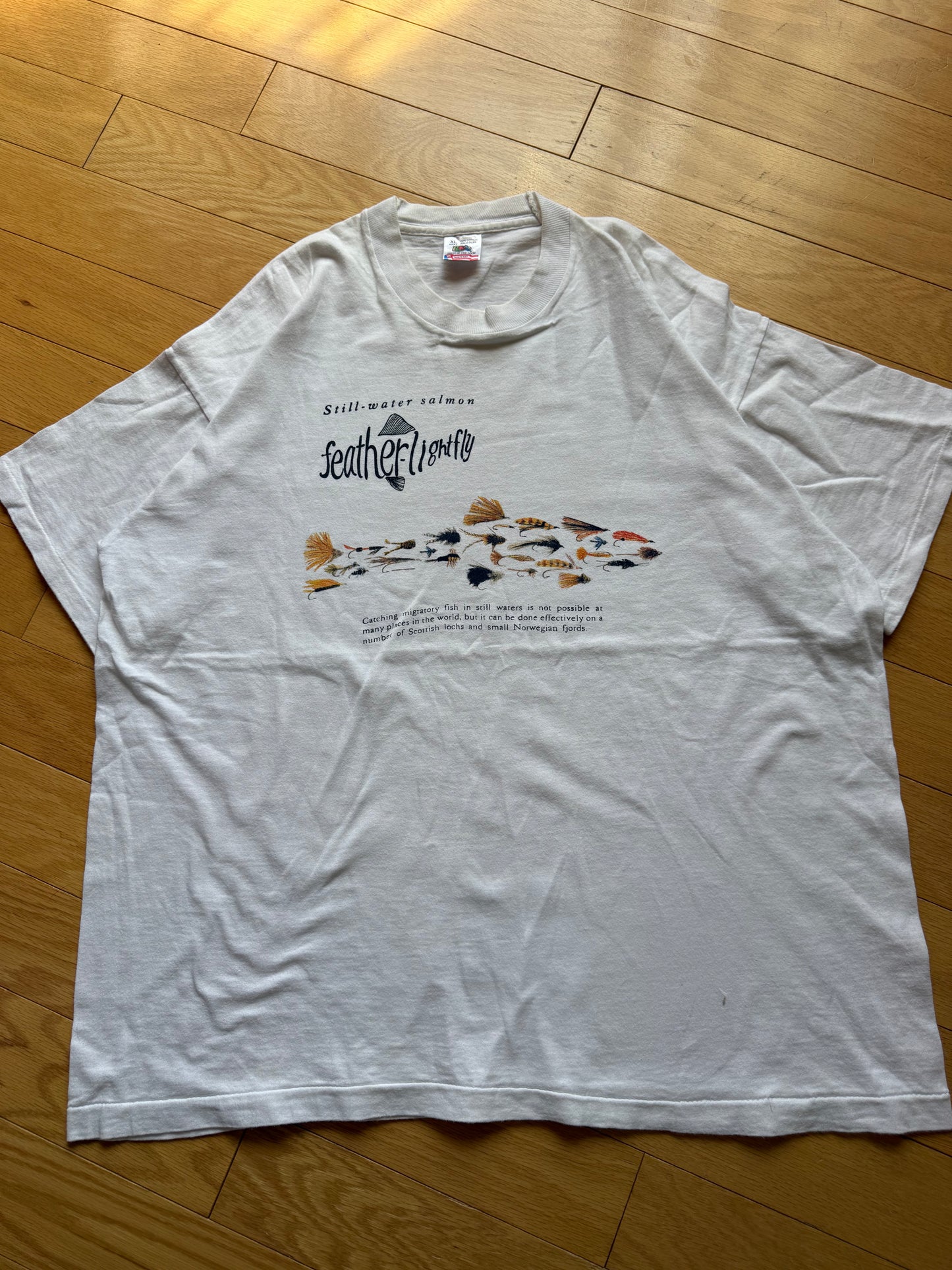 Vintage Still-Water Salmon Feather-Light Fly Tee. Size XL