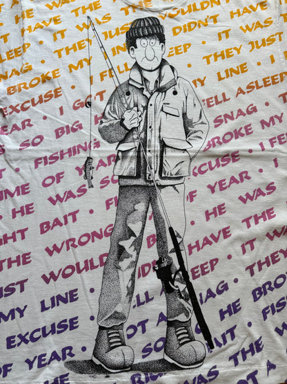 Vintage Fishing Excuses AOP Tee. Size L