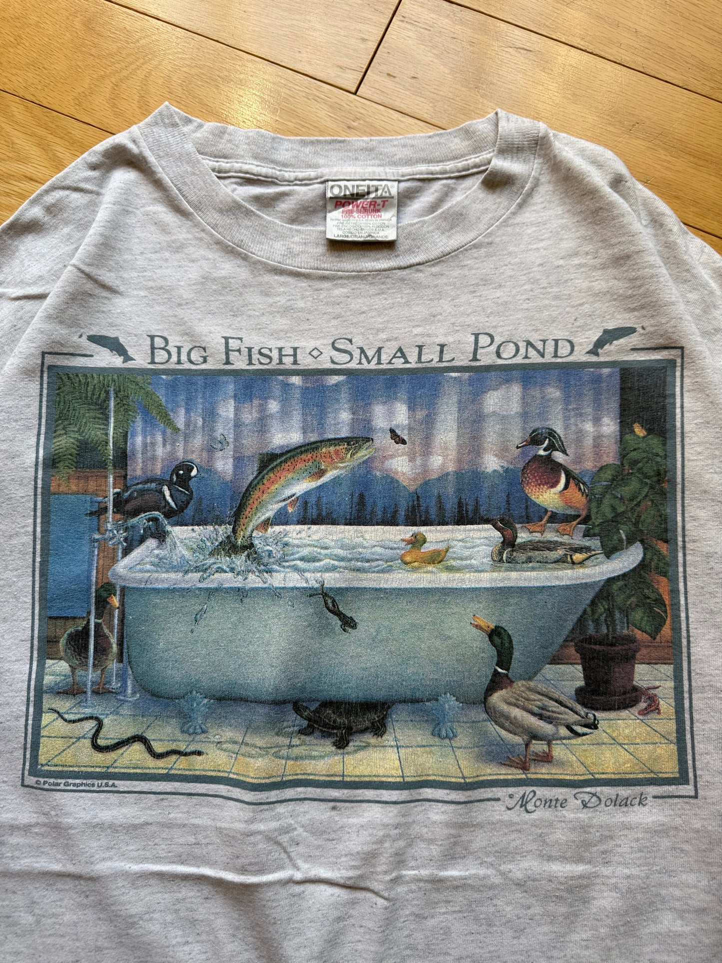 Vintage Big Fish Small Pond Tee. Size L