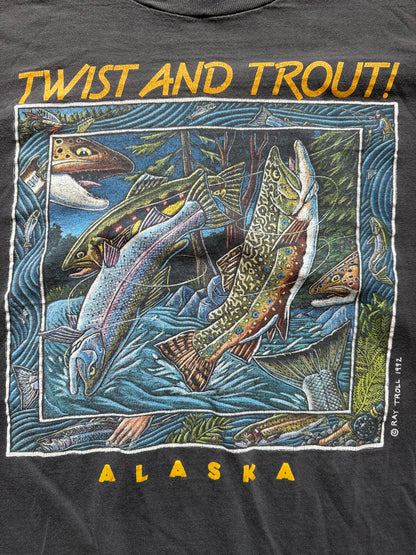 Vintage Ray Troll Twist and Trout Tee. Size XXL