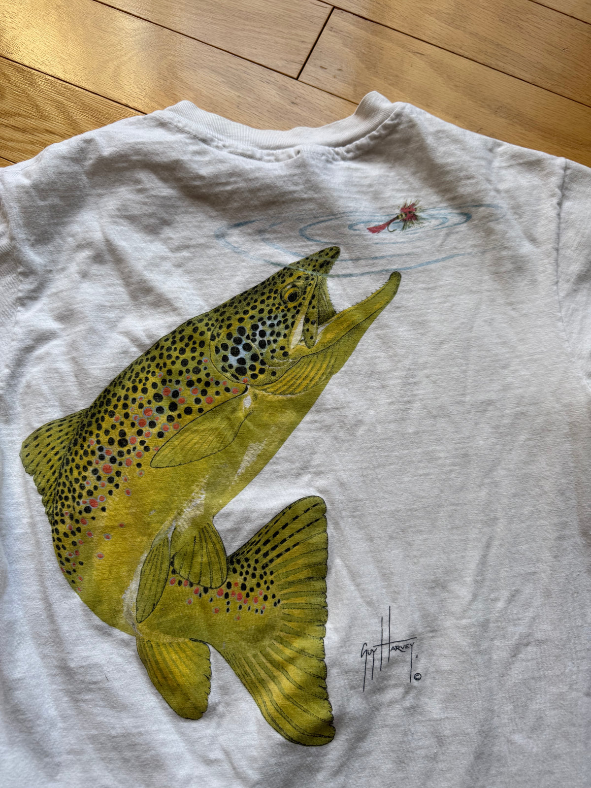 Vintage Guy Harvey Brown Trout Tee. Size M