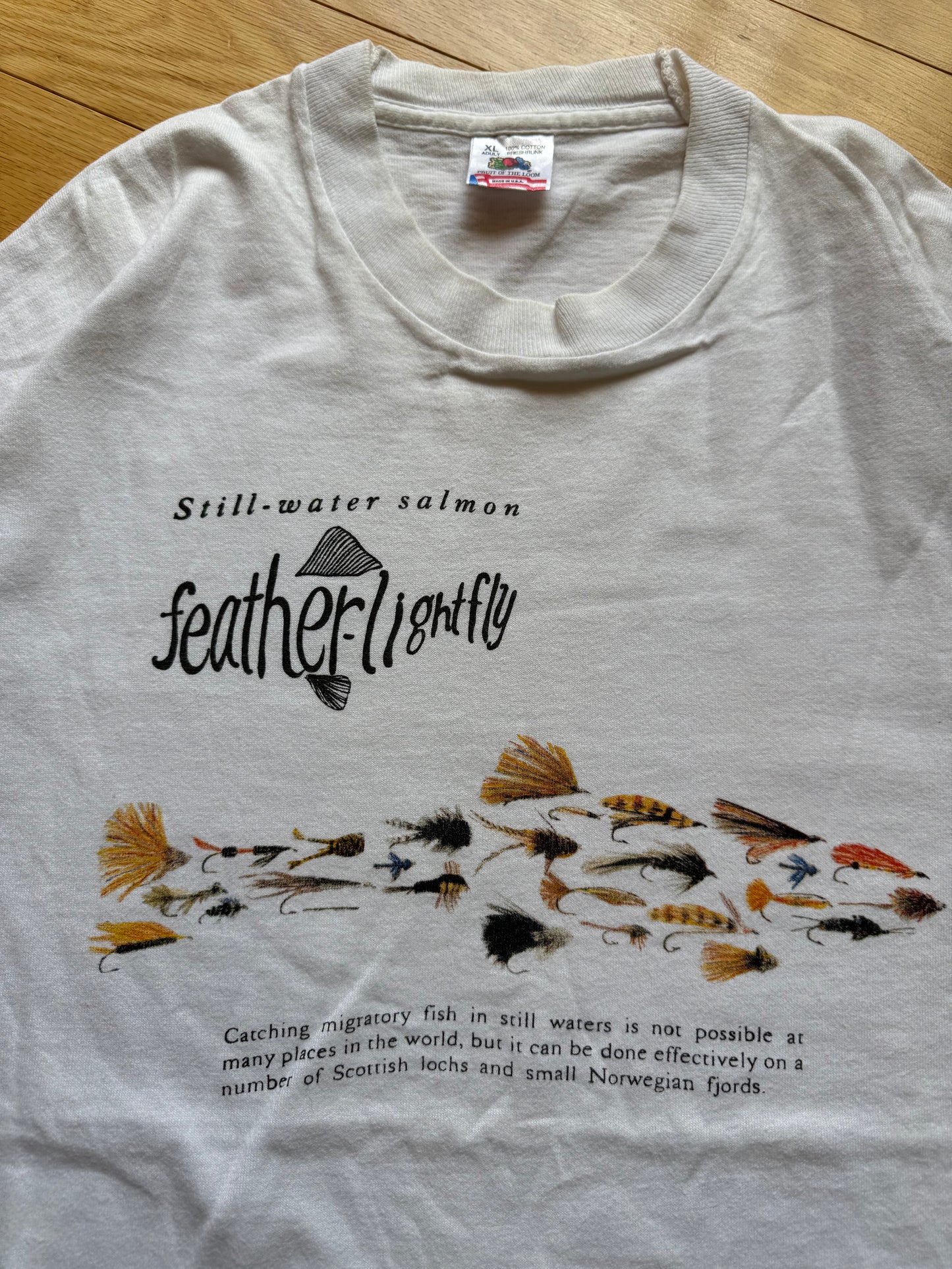 Vintage Still-Water Salmon Feather-Light Fly Tee. Size XL