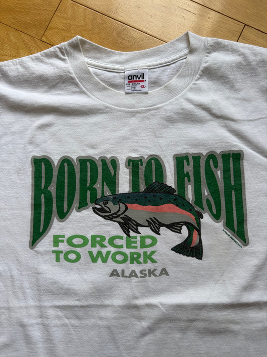 Vintage Born To Fish Tee. Size XL