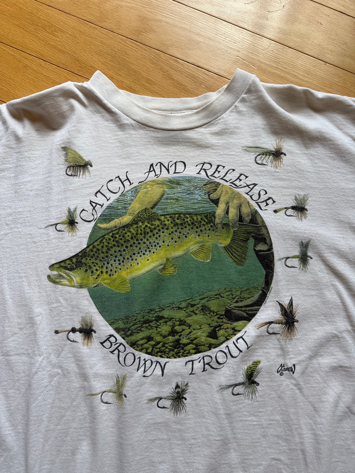 Vintage T.S.F. Catch & Release Brown Trout Tee. Size XXL