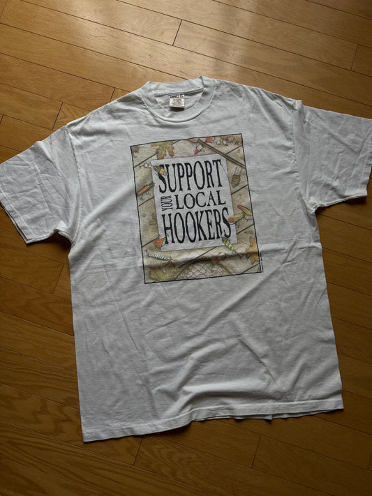 Vintage Peggy Murray Support Your Local Hookers Tee. Size XXL